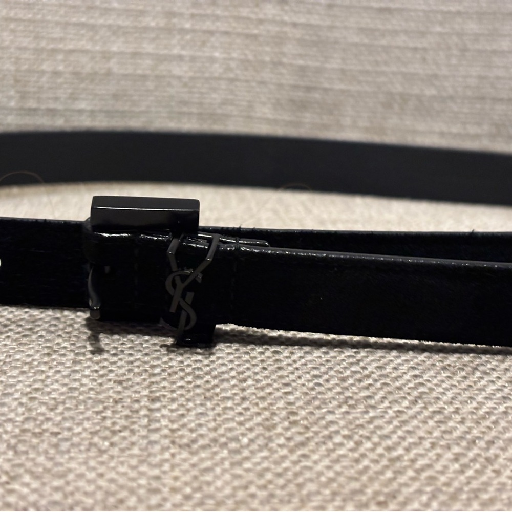 YSL Black Suede Belt Size 85